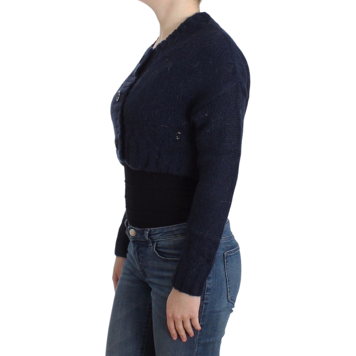 Chic Cropped Blue Cardigan