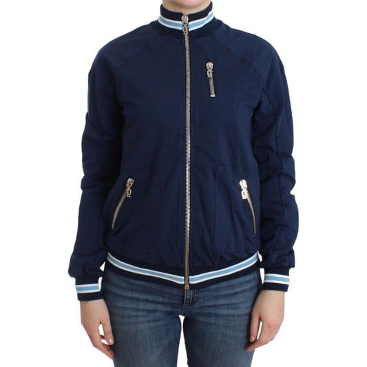 John Galliano Chic Blue Zip Cardigan with Logo Detail John Galliano