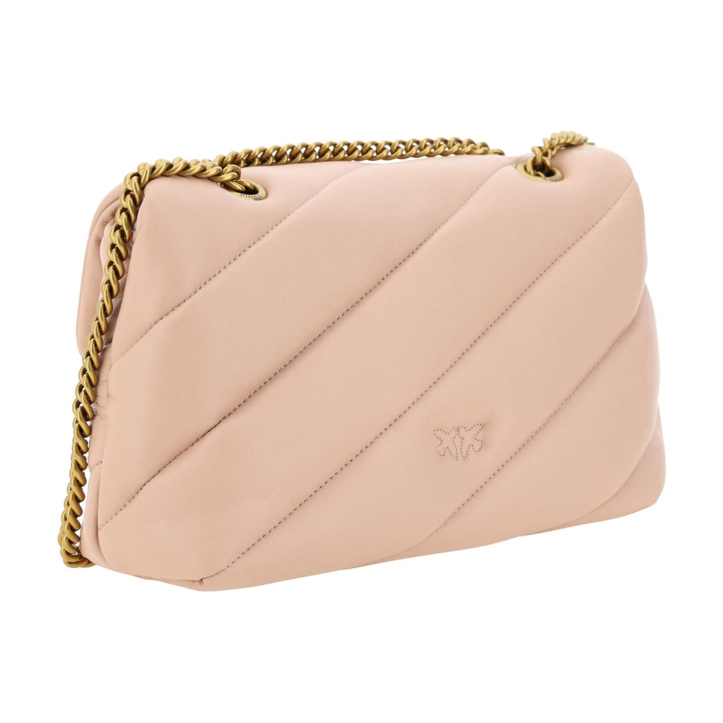 Elegant Light Pink Quilted Shoulder Bag