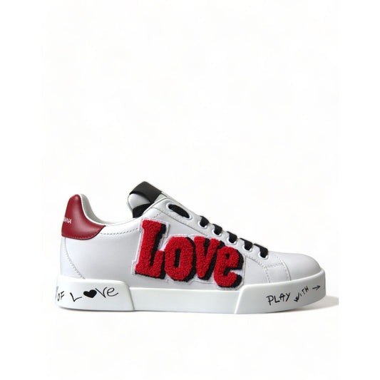 Dolce & Gabbana White Love Patch Portofino Classic Sneakers Shoes Dolce & Gabbana