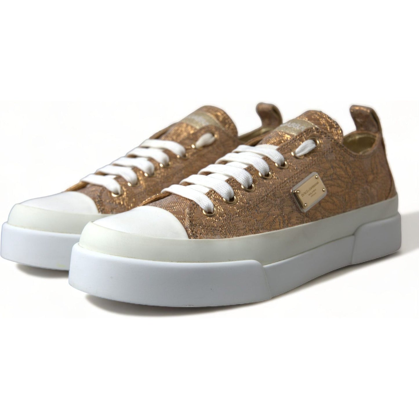 Elegant Gold Low-Top Sneakers - Chic Comfort Footwear