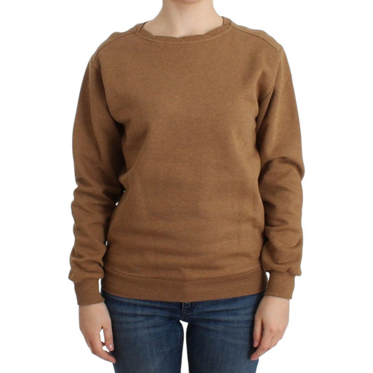 Chic Brown Crewneck Cotton Sweater