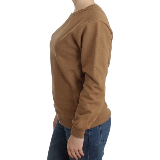 Chic Brown Crewneck Cotton Sweater