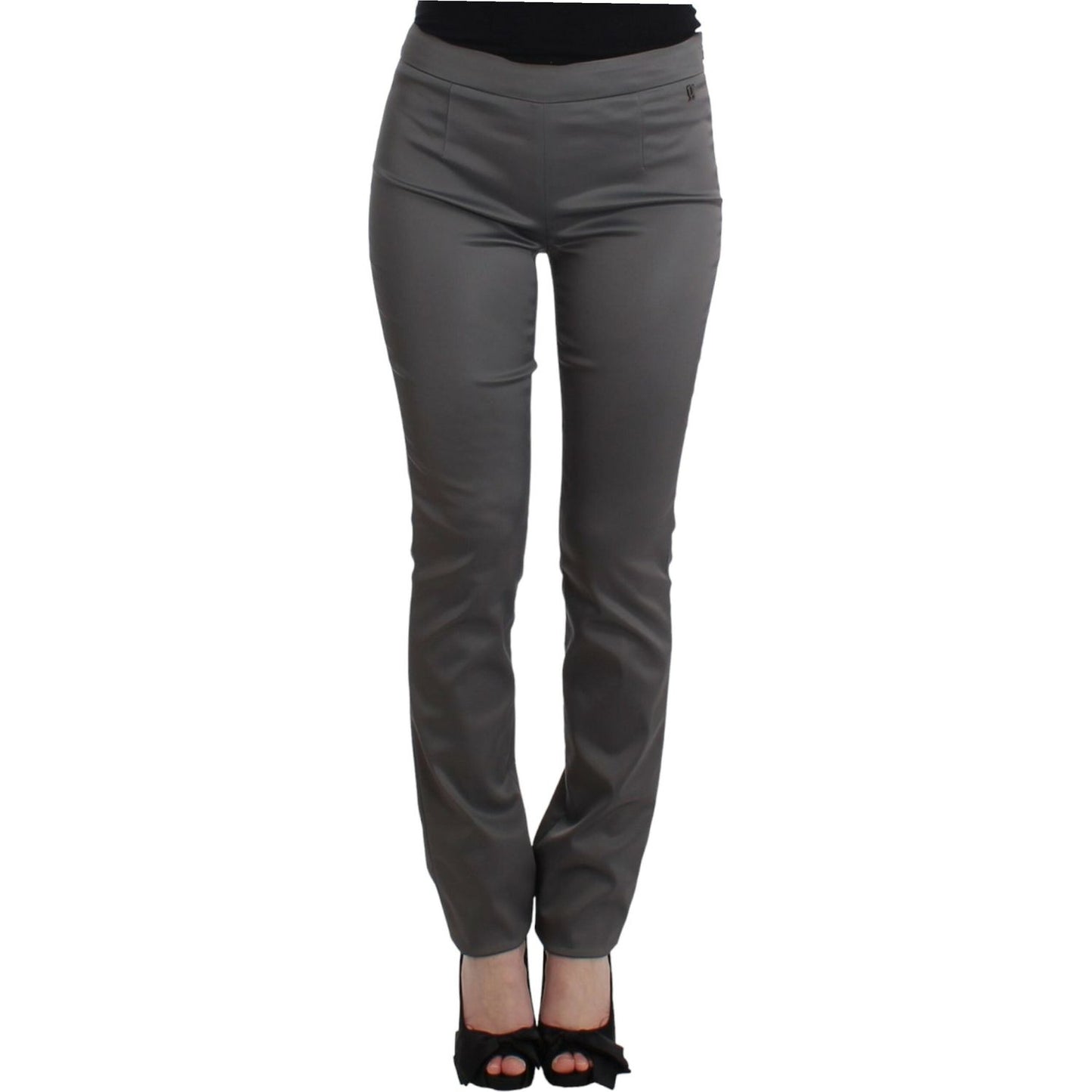 Chic Gray Slim-Fit Designer Pants