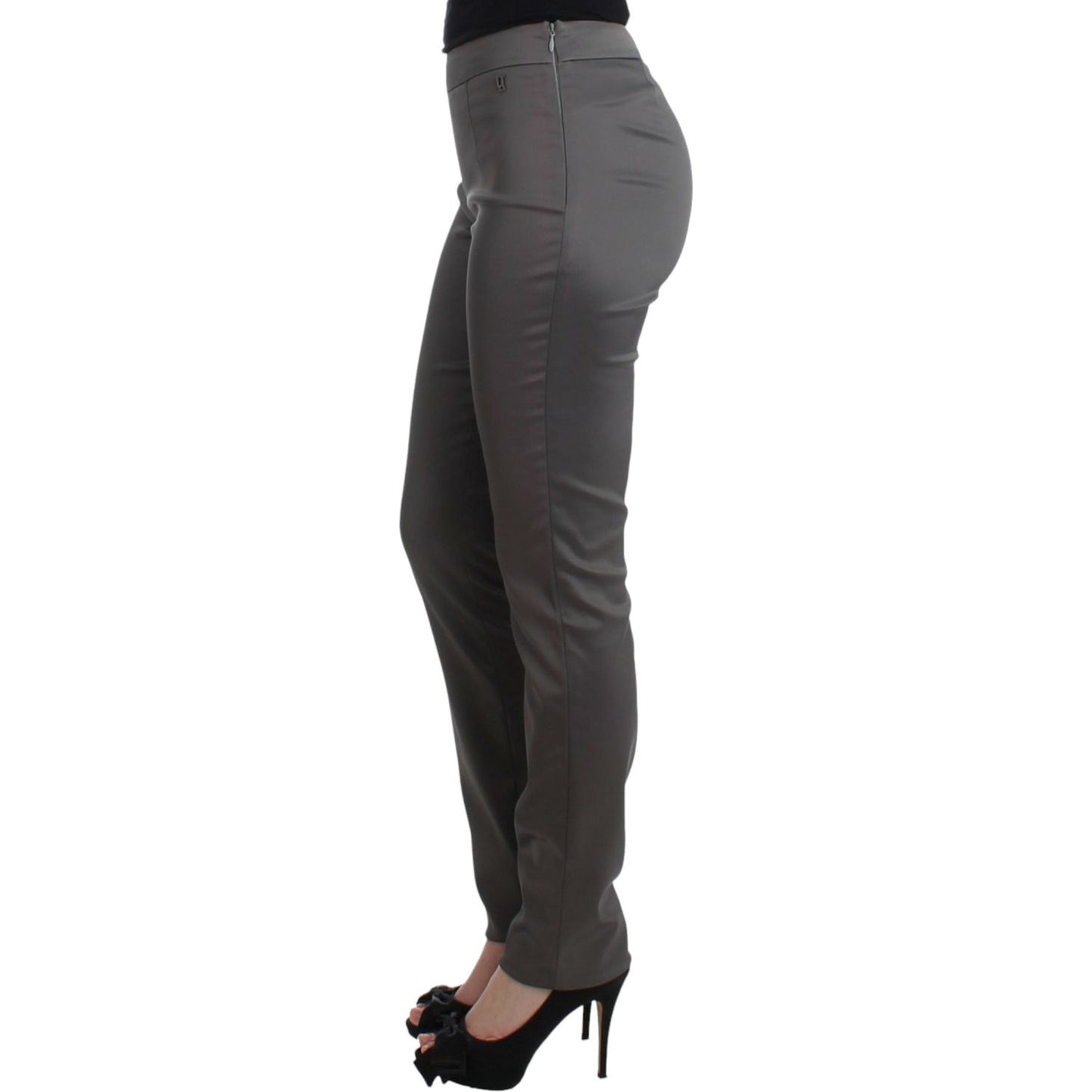 Chic Gray Slim-Fit Designer Pants