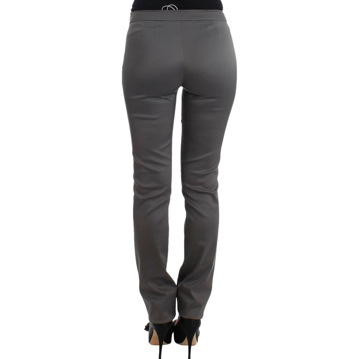 Chic Gray Slim-Fit Designer Pants