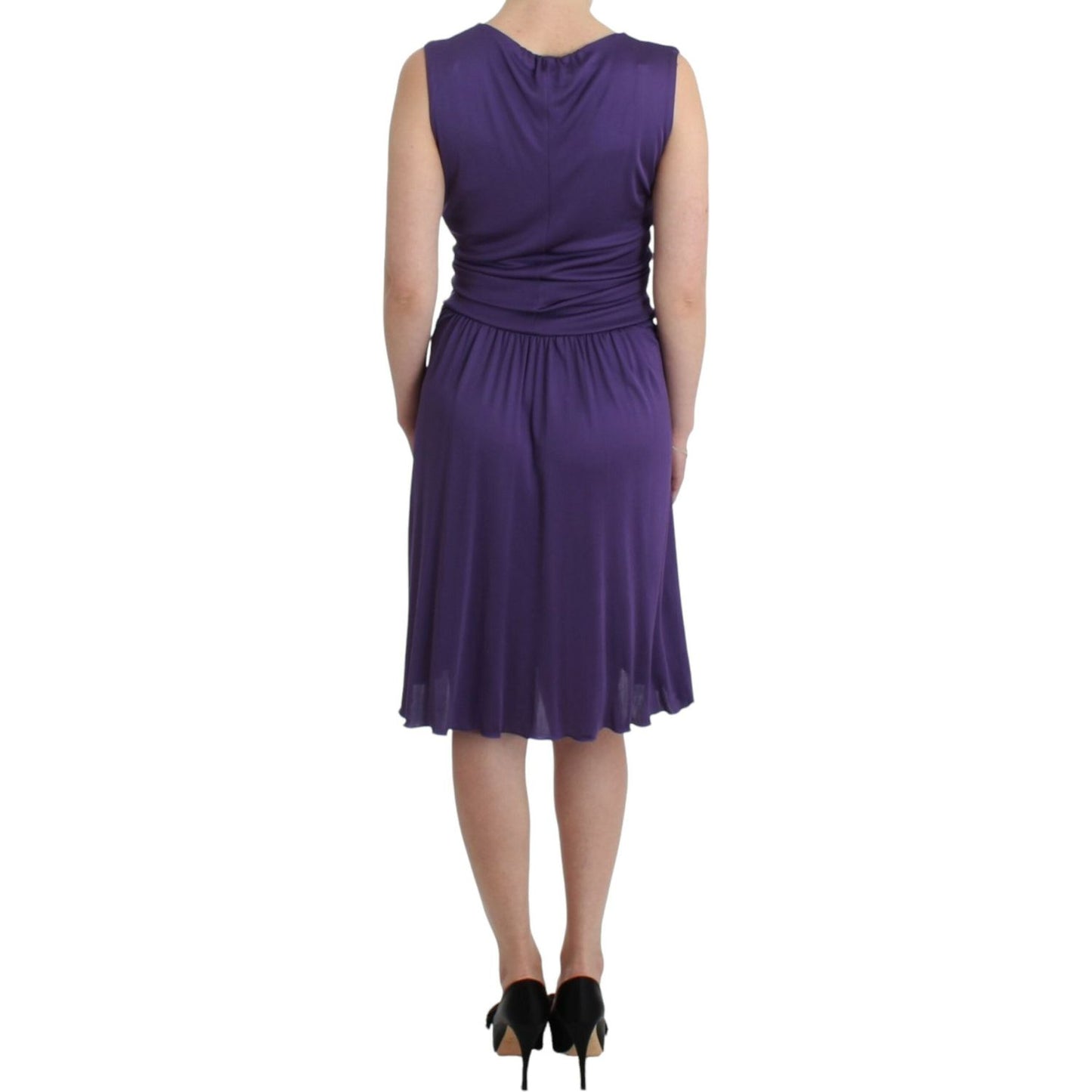 Elegant Purple Knee-Length Jersey Dress