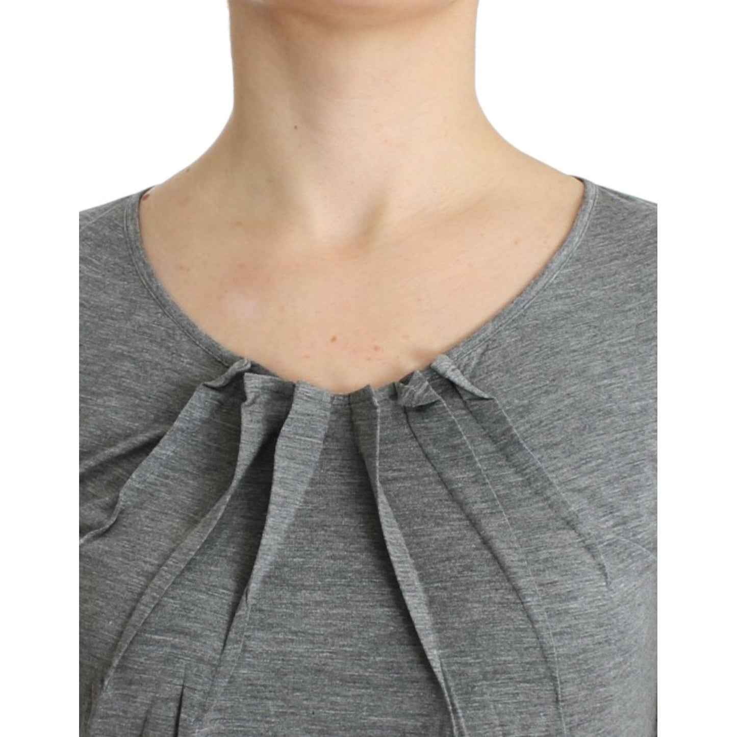 Elegant Gray Cashmere-Blend Jumper