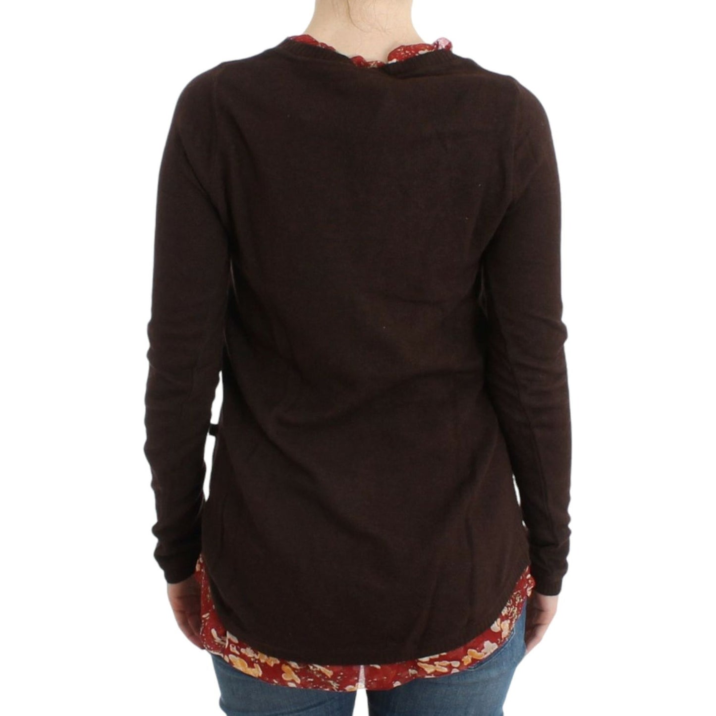 Chic Crewneck Silk-Appliqué Sweater