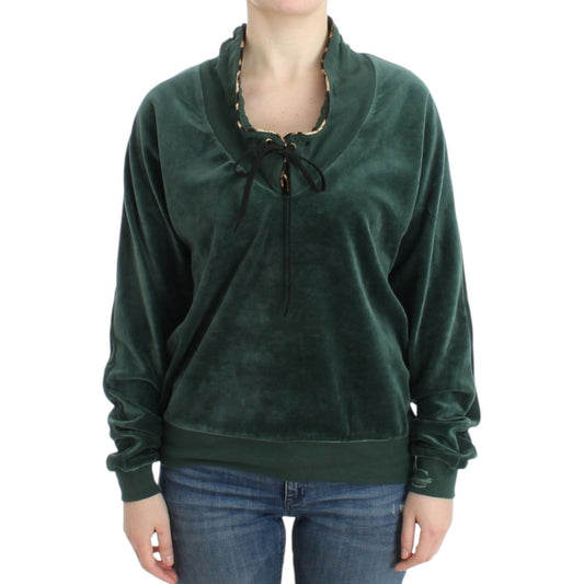 Elegant Green Mock Sweater with Rhinestone Detail