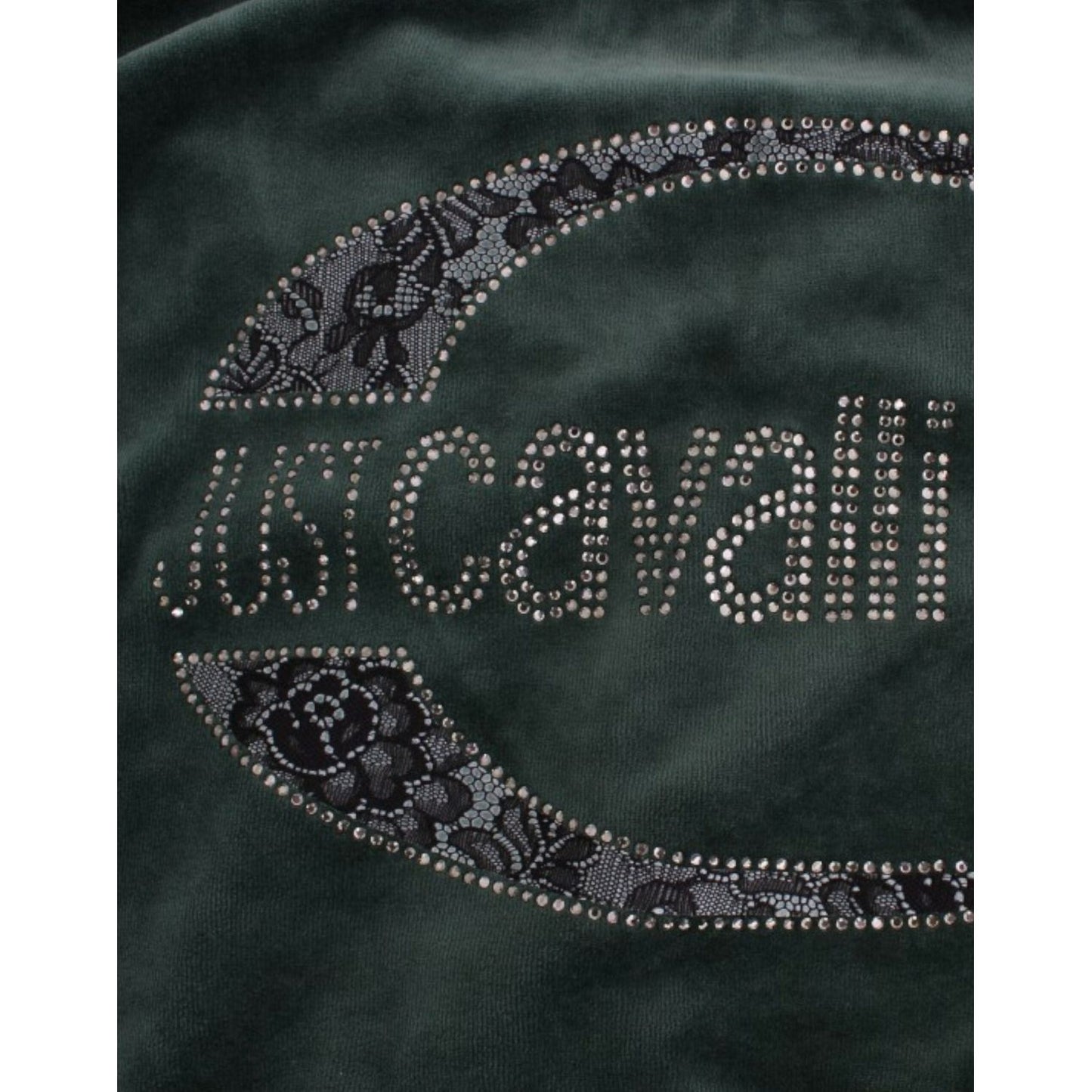 Cavalli Green velvet cotton sweater