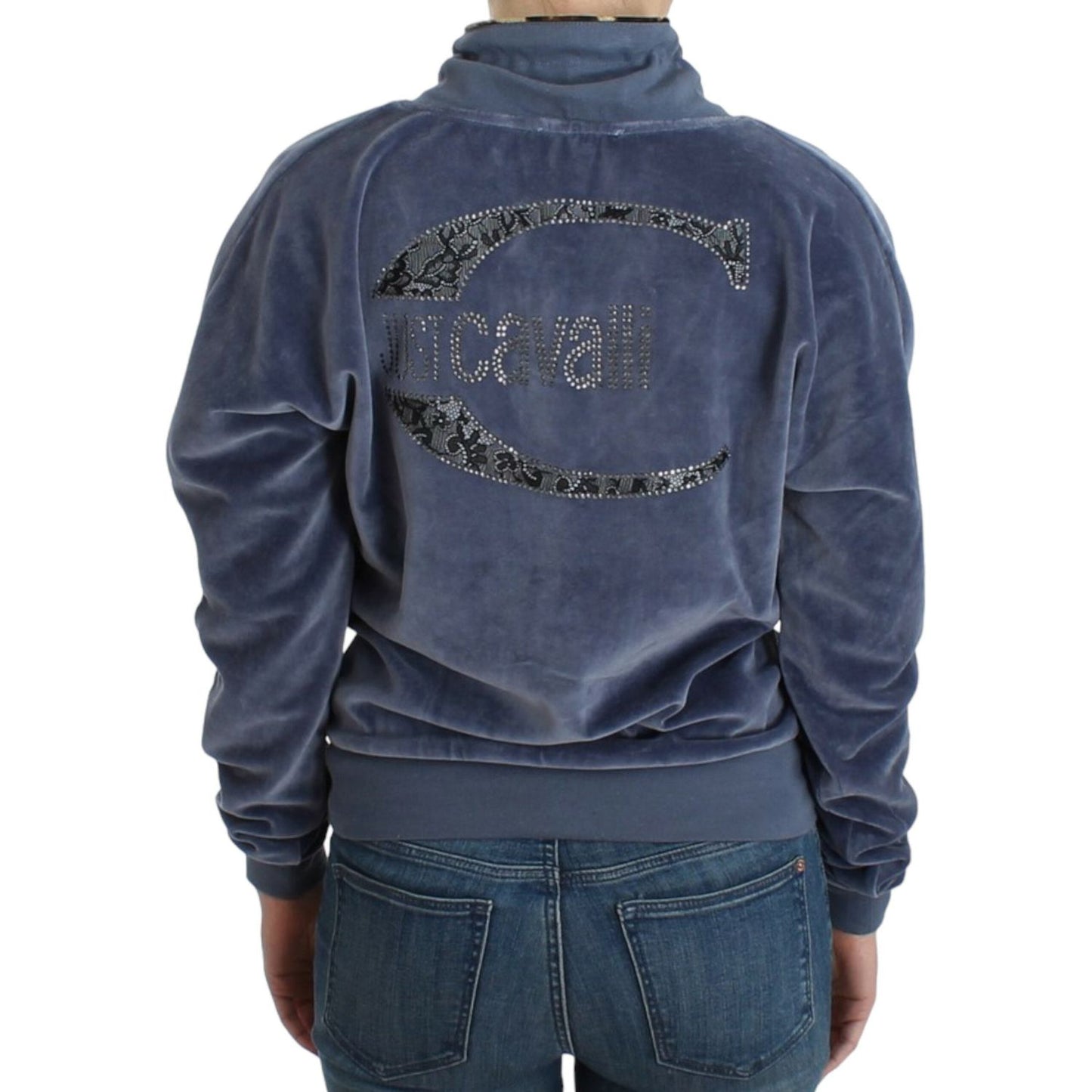 Cavalli Blue velvet cotton sweater