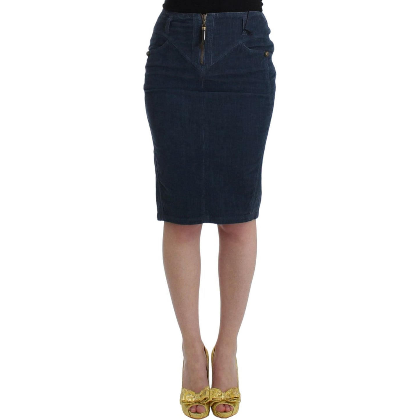 Elegant Blue Pencil Skirt