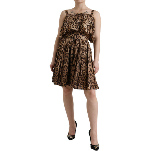 Leopard Print A-Line Cotton Dress