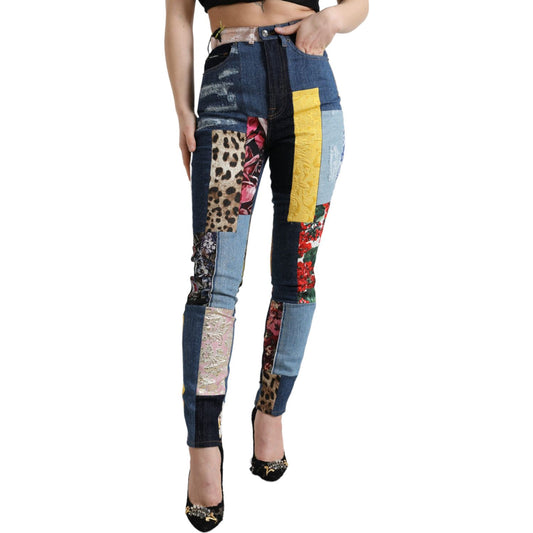 Vibrant Patchwork Skinny Jeans