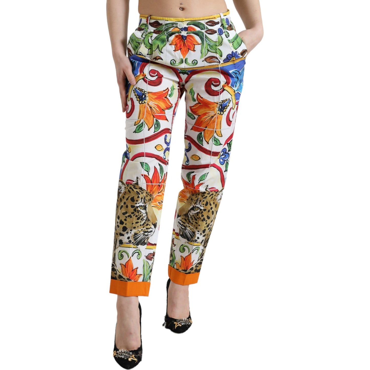 Majolica Print Tapered Cotton Pants