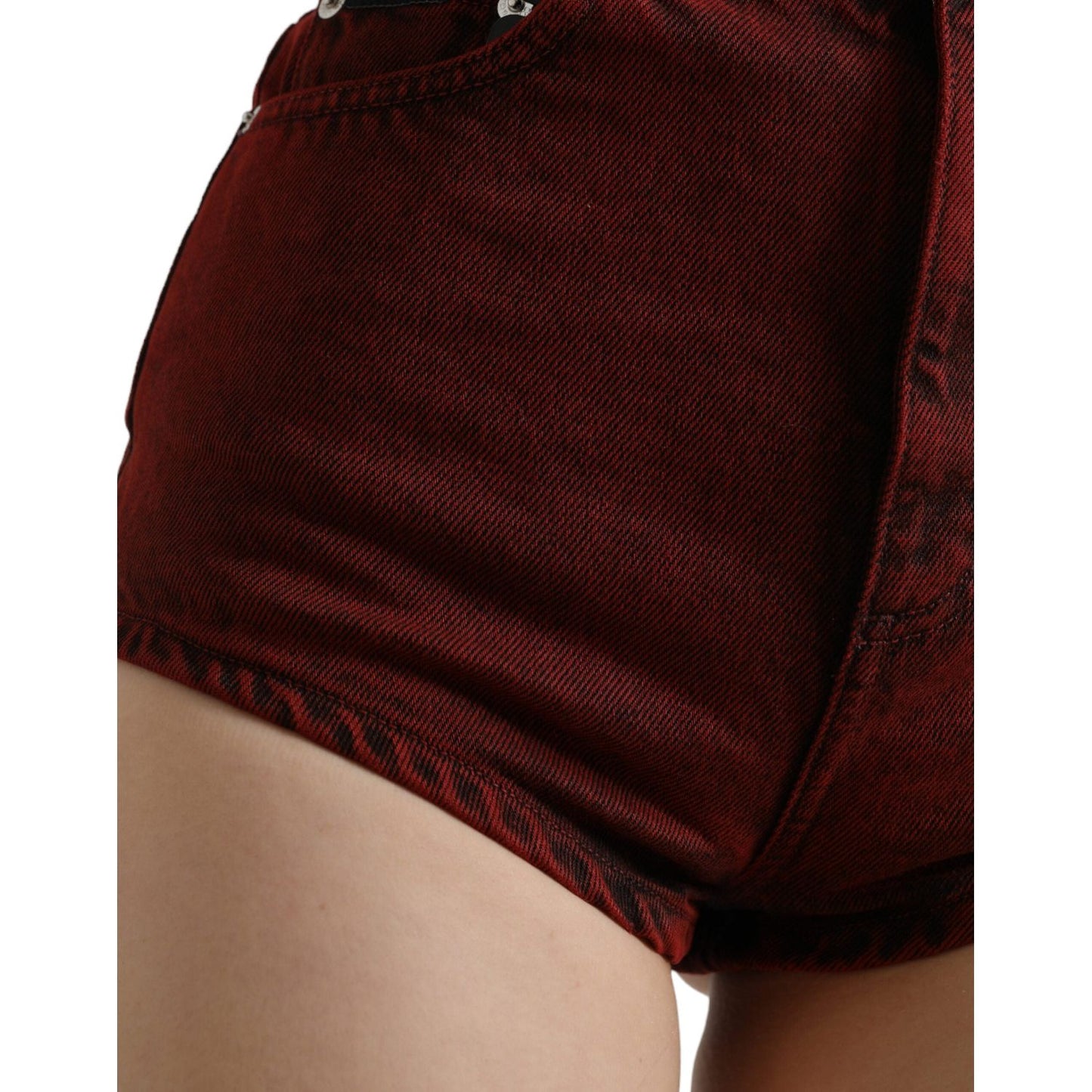 High Waist Red Denim Hot Pants Shorts