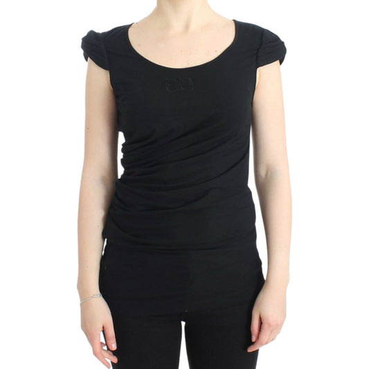 Elegant Cap Sleeve Black Top