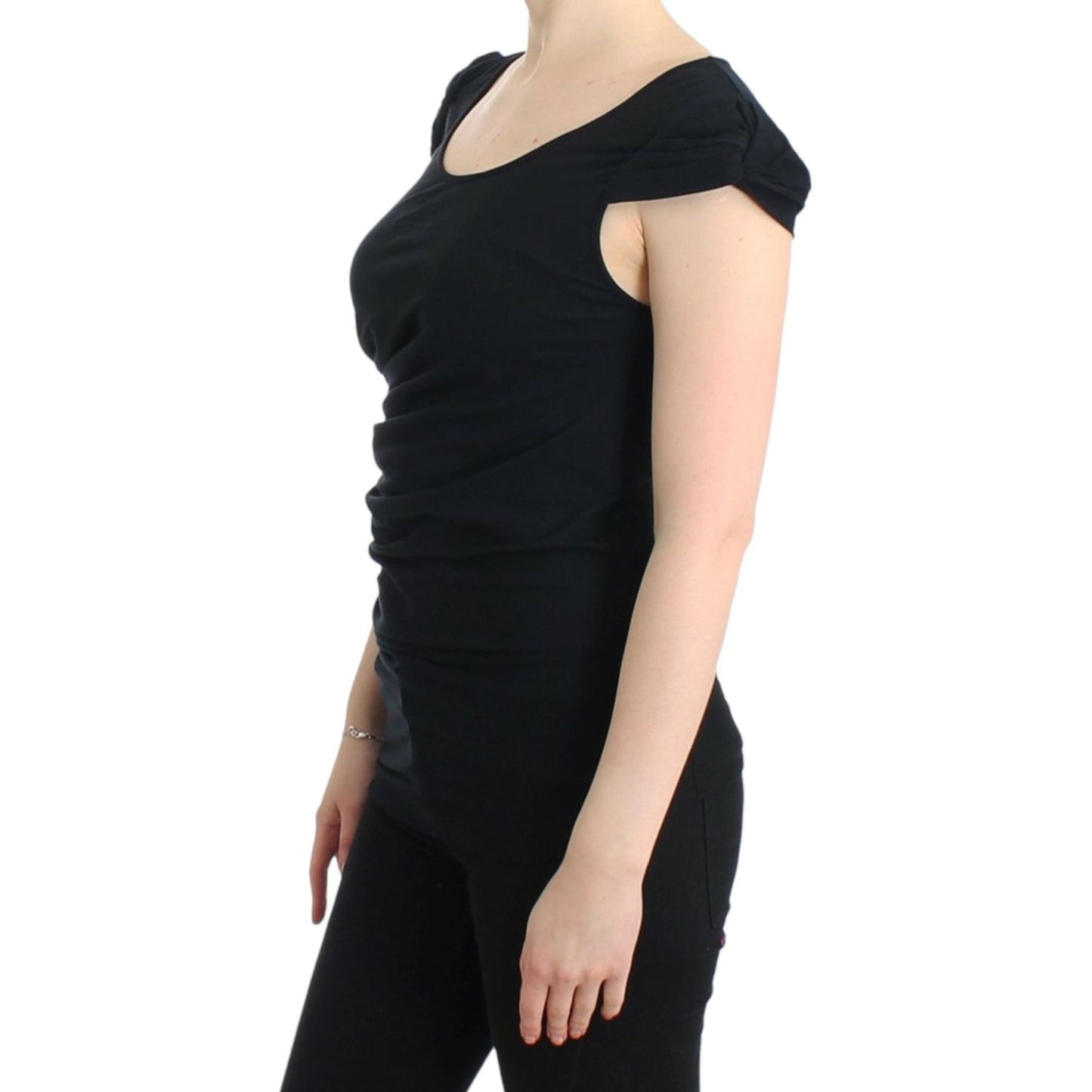 Elegant Cap Sleeve Black Top