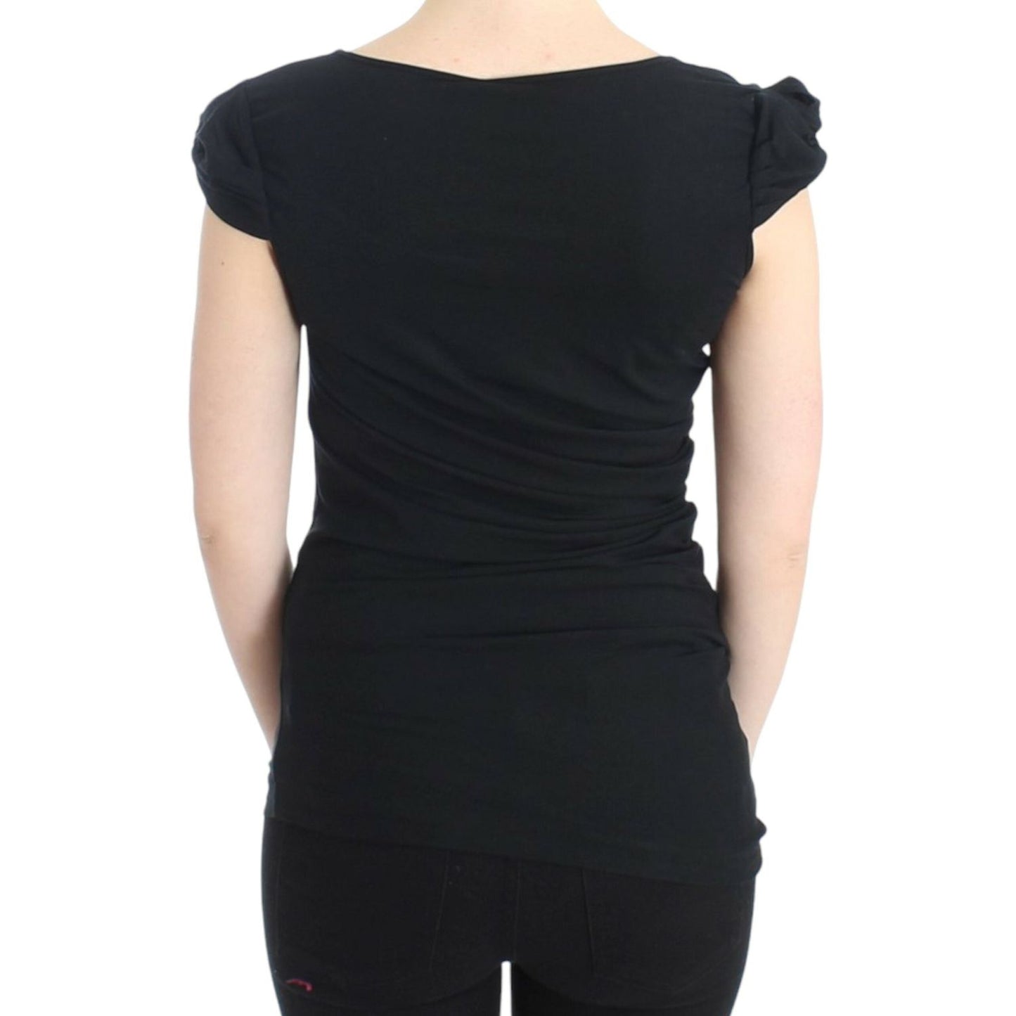 Elegant Cap Sleeve Black Top