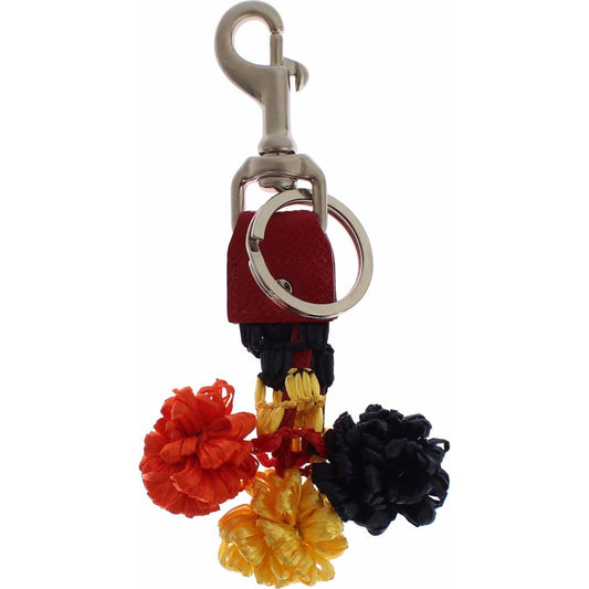 Multicolor Sicily Raffia Leather Keychain