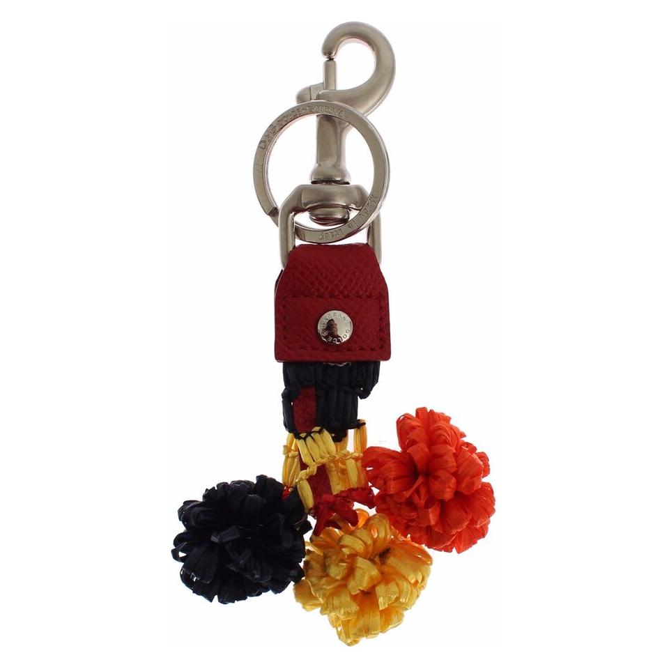 Multicolor Sicily Raffia Leather Keychain