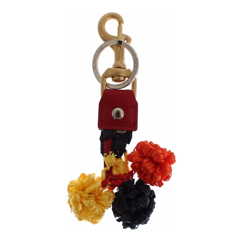 Chic Multicolor Raffia Leather Keychain