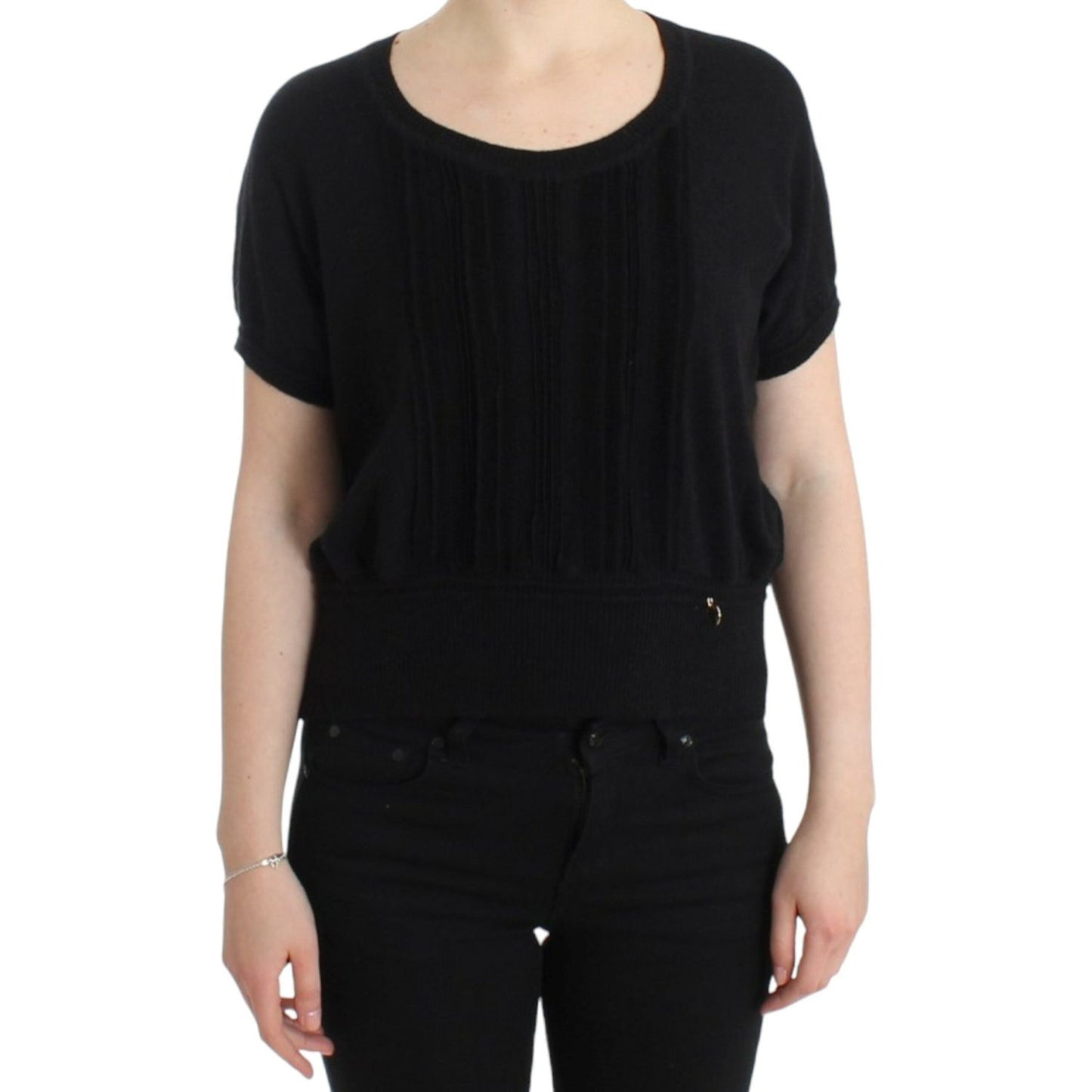 Elegant Short Sleeved Black Jumper