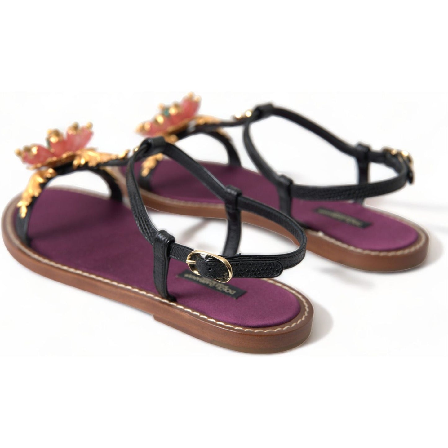 Elegant Crystal-Adorned Flat Sandals