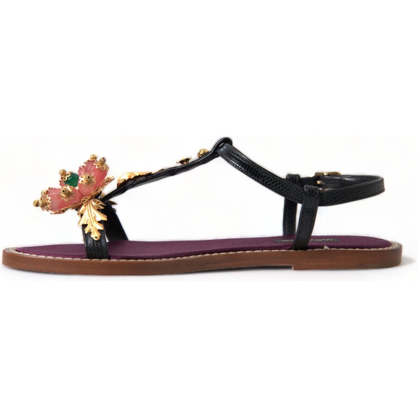 Elegant Crystal-Adorned Flat Sandals