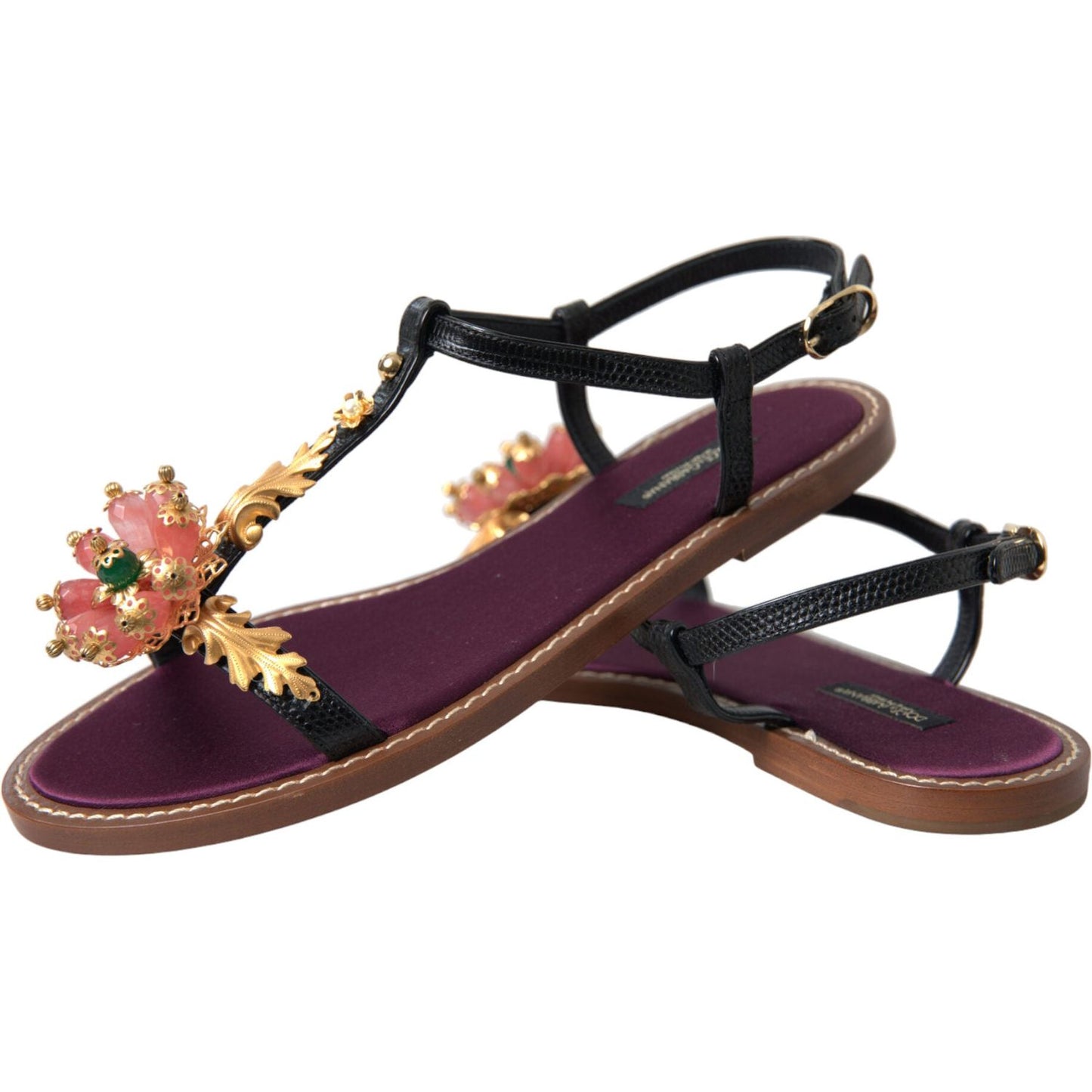 Elegant Crystal-Adorned Flat Sandals