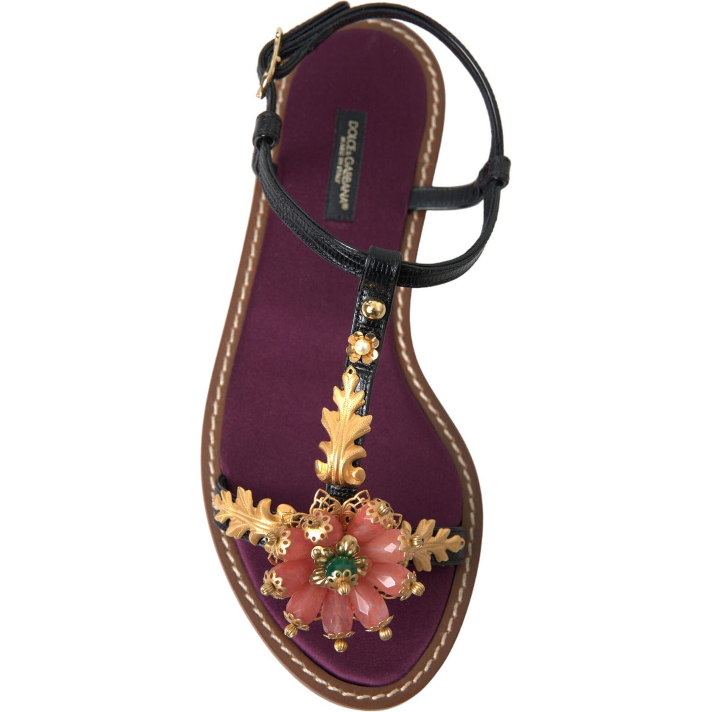 Elegant Crystal-Adorned Flat Sandals