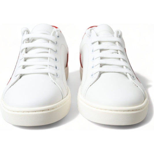 Chic White Leather Sneakers with Red Accents