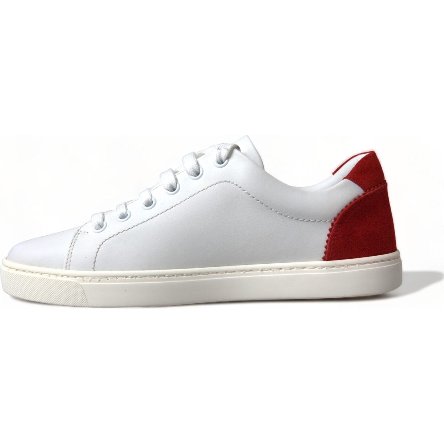 Chic White Leather Sneakers with Red Accents