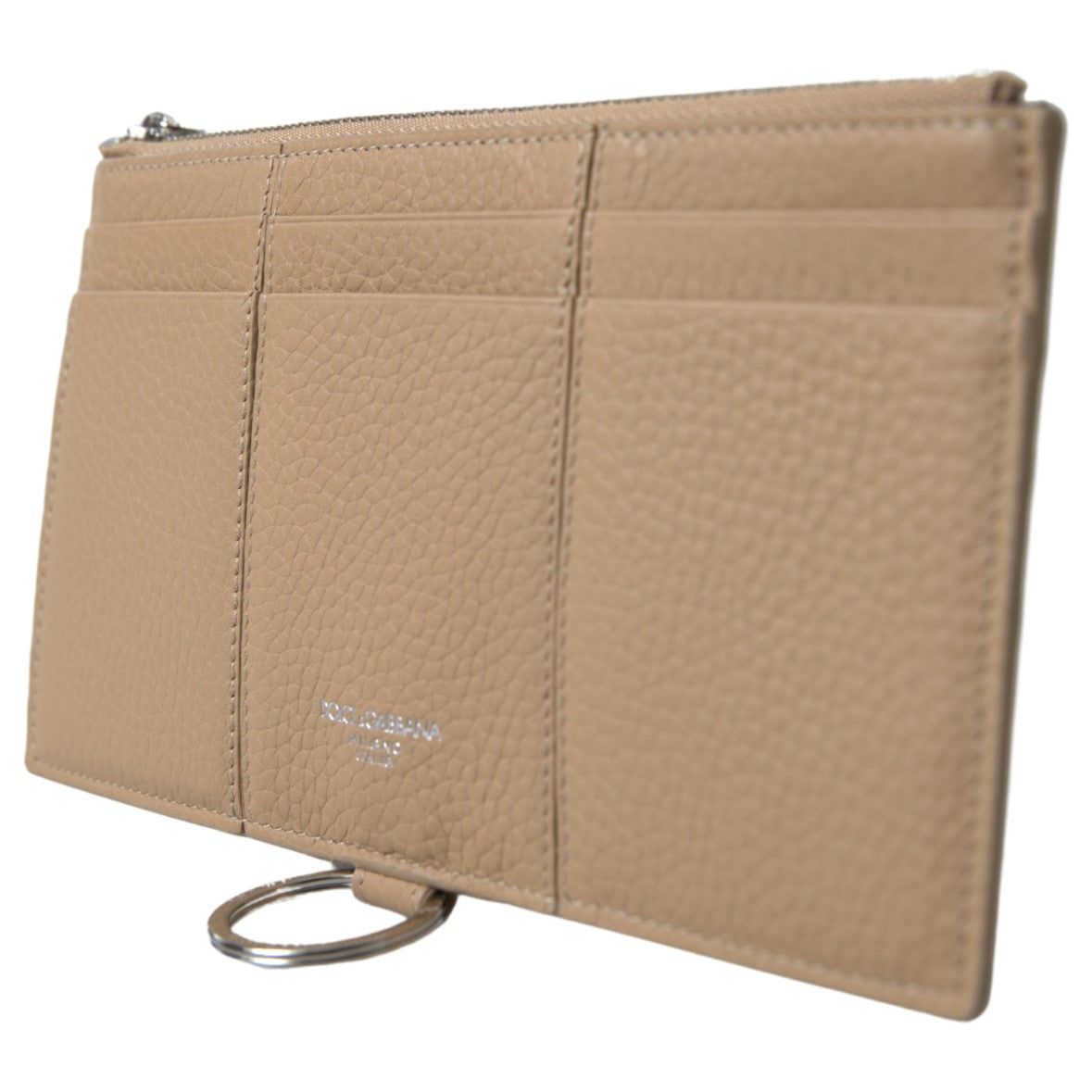 Elegant Beige Leather Wallet with Detachable Strap