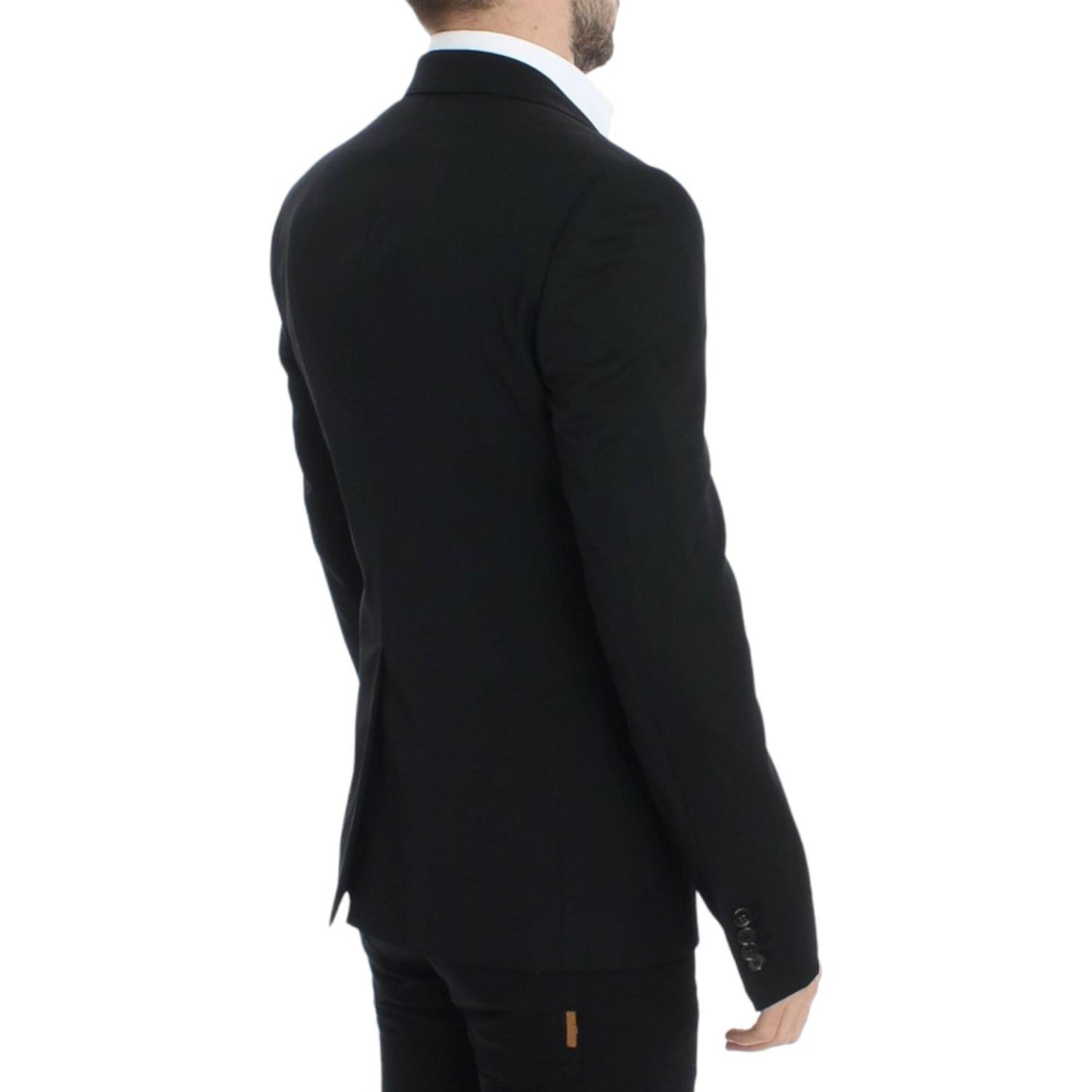 Elegant Slim Fit Black Wool Blazer