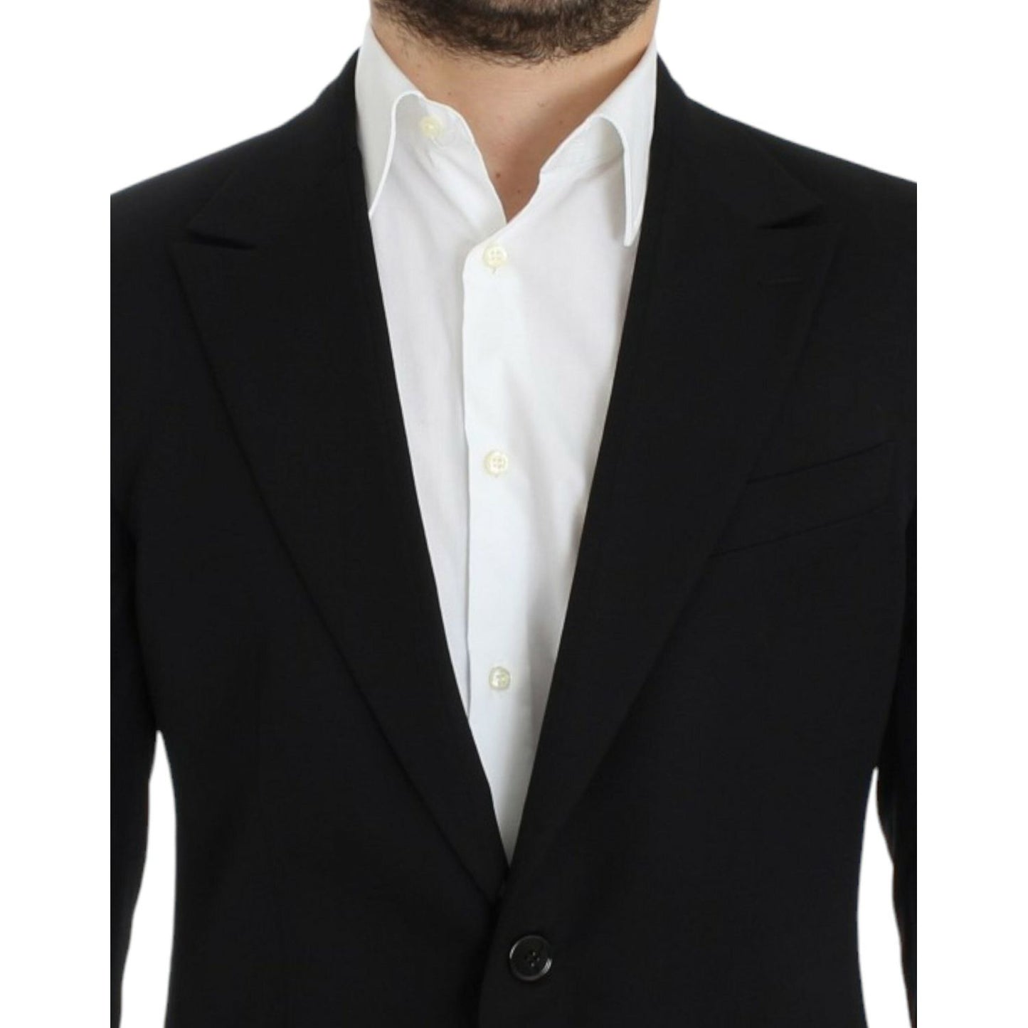 Elegant Slim Fit Black Wool Blazer