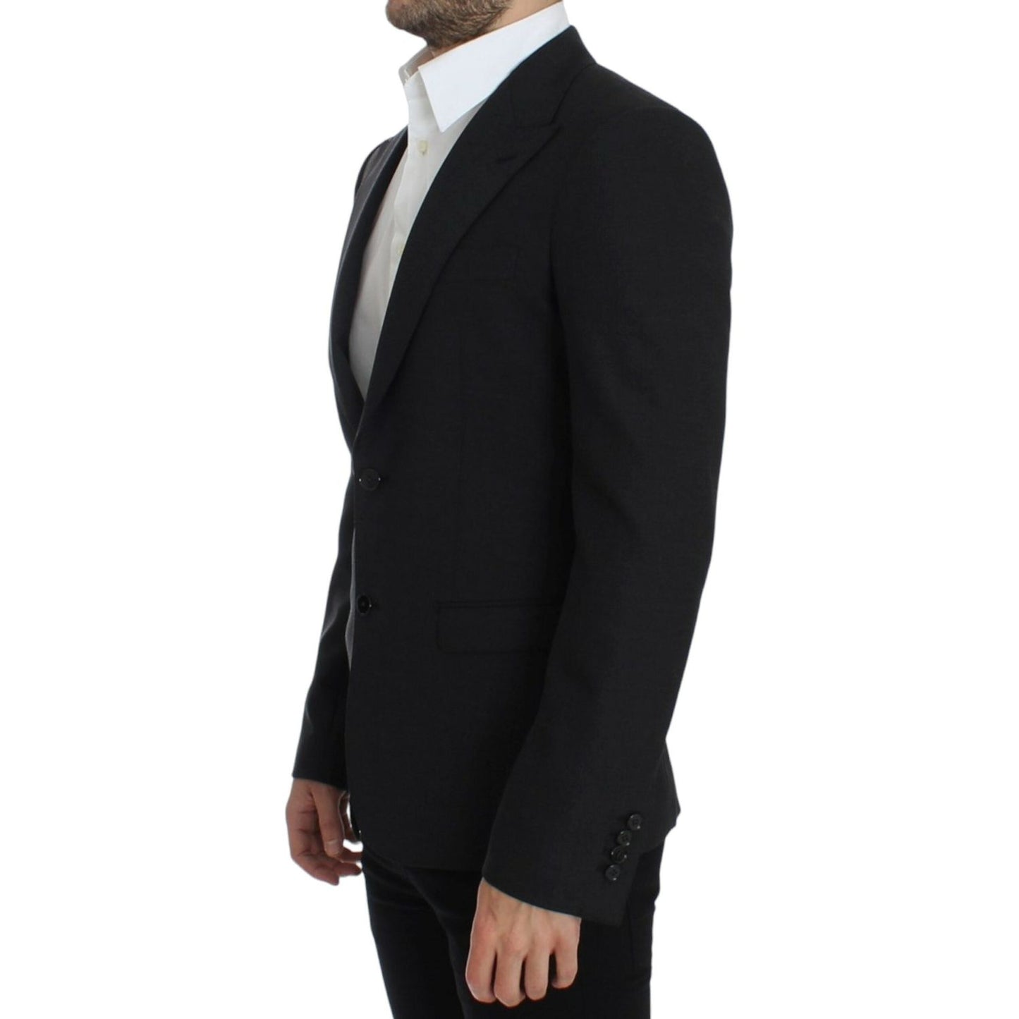 Sleek Gray Wool Slim Fit Blazer