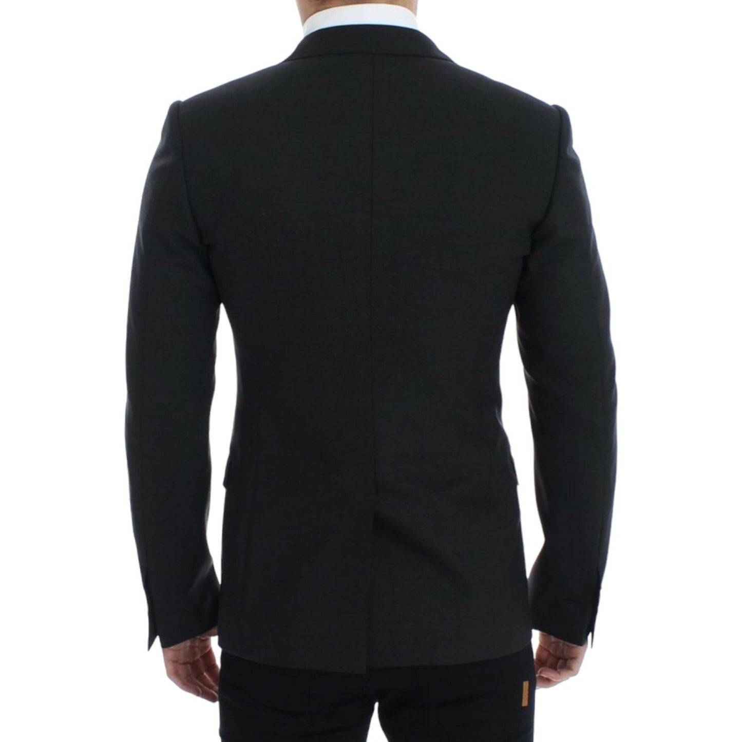 Sleek Gray Wool Slim Fit Blazer