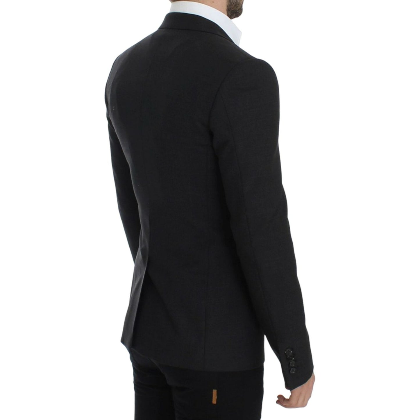 Sleek Gray Wool Slim Fit Blazer