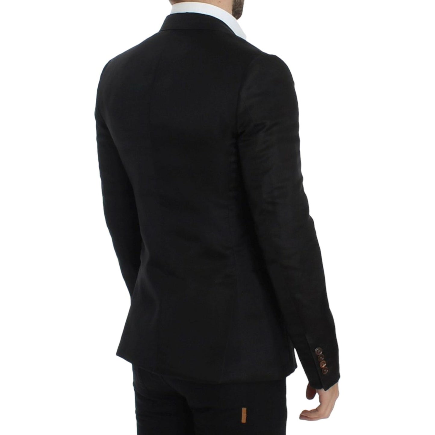 Elegant Black Silk Blend Two-Button Blazer