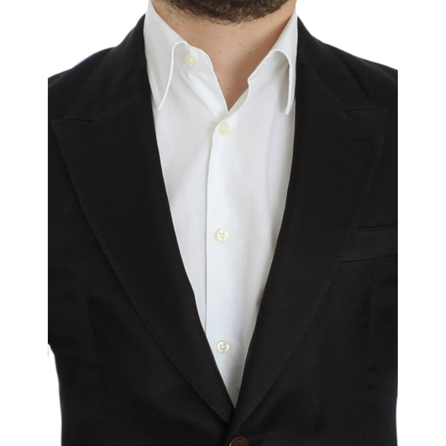 Elegant Black Silk Blend Two-Button Blazer