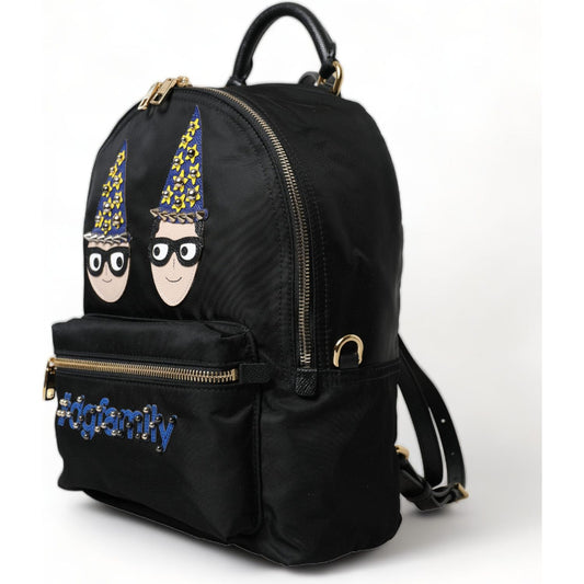 Elegant Black Gold Detail Backpack Dolce & Gabbana