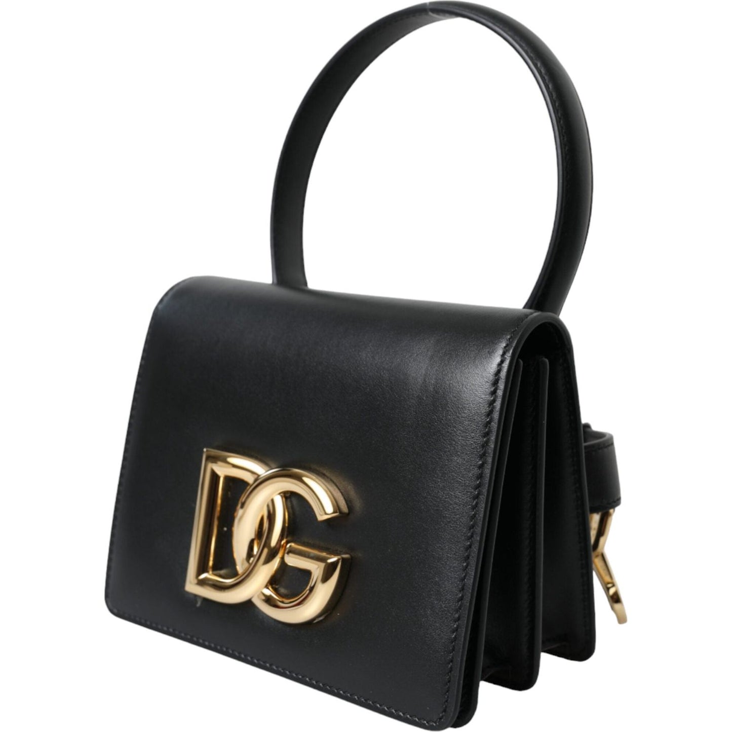 Elegant Black Leather Belt Bag with Gold Accents