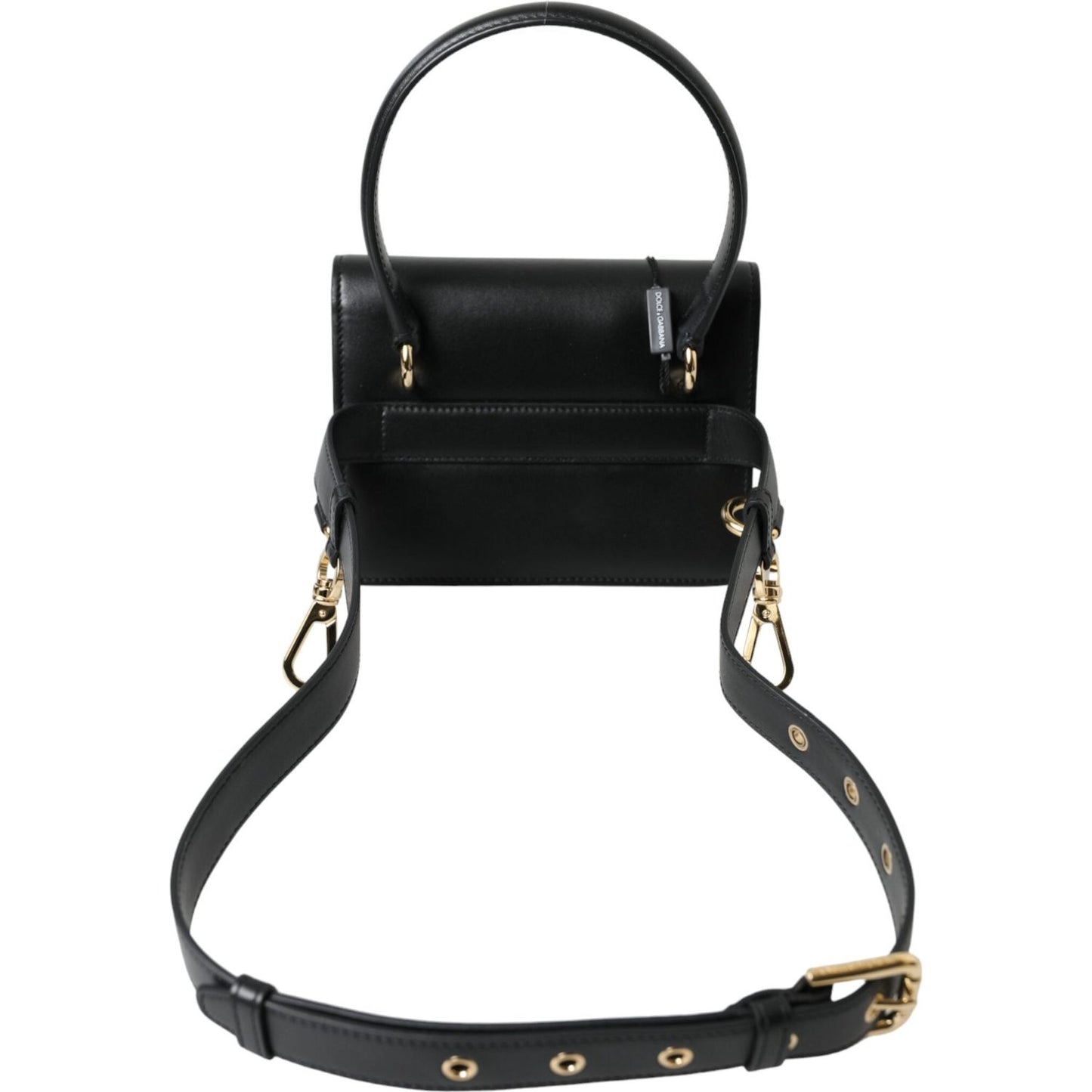 Elegant Black Leather Belt Bag with Gold Accents