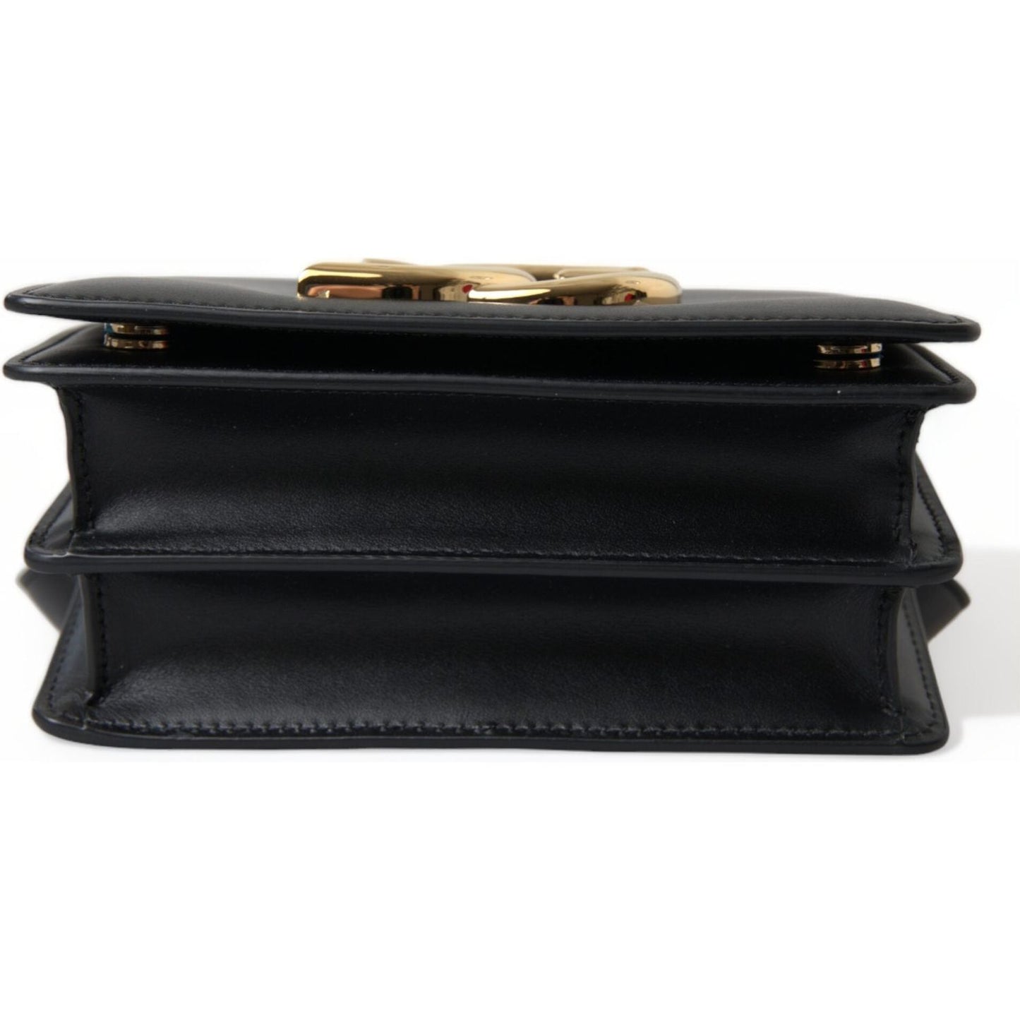 Elegant Black Leather Belt Bag with Gold Accents