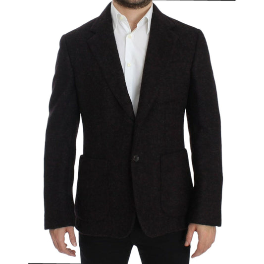 Bordeaux Alpaga Two-Button Blazer Jacket