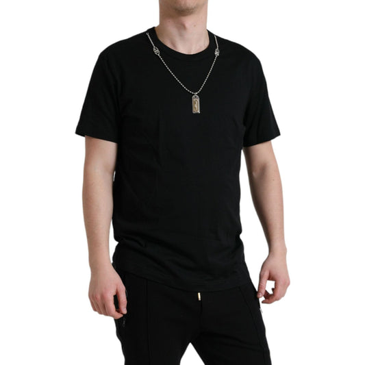 Sleek Cotton Round Neck T-Shirt with Chain Detail