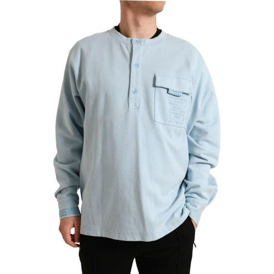 Elegant Light Blue Cotton Blend Crew Neck Sweater Dolce & Gabbana