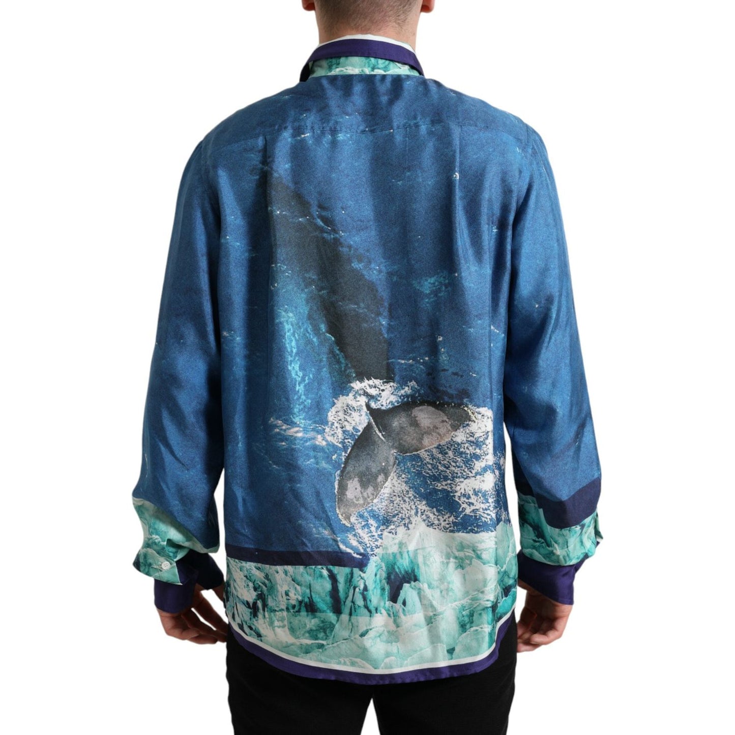 Elegant Ocean Print Silk Shirt